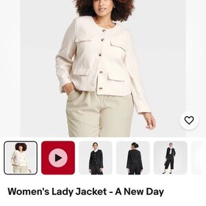 a new day Cream Collarless Lady Jacket with Gold Buttons